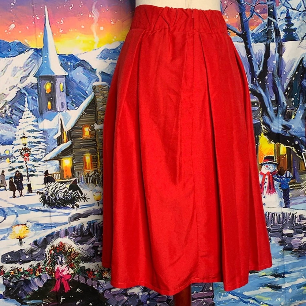 Red MIDI Women’s Lined Skirt - Picture 13 of 14